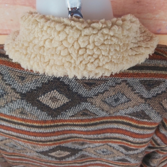 VINTAGE Aztec print woolblend winter coat boho western - Picture 7 of 10